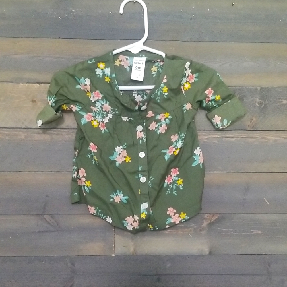 6M carters floral button up blouse